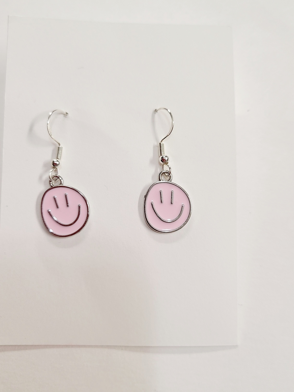 Pink Smiley Face Dangle Earrings